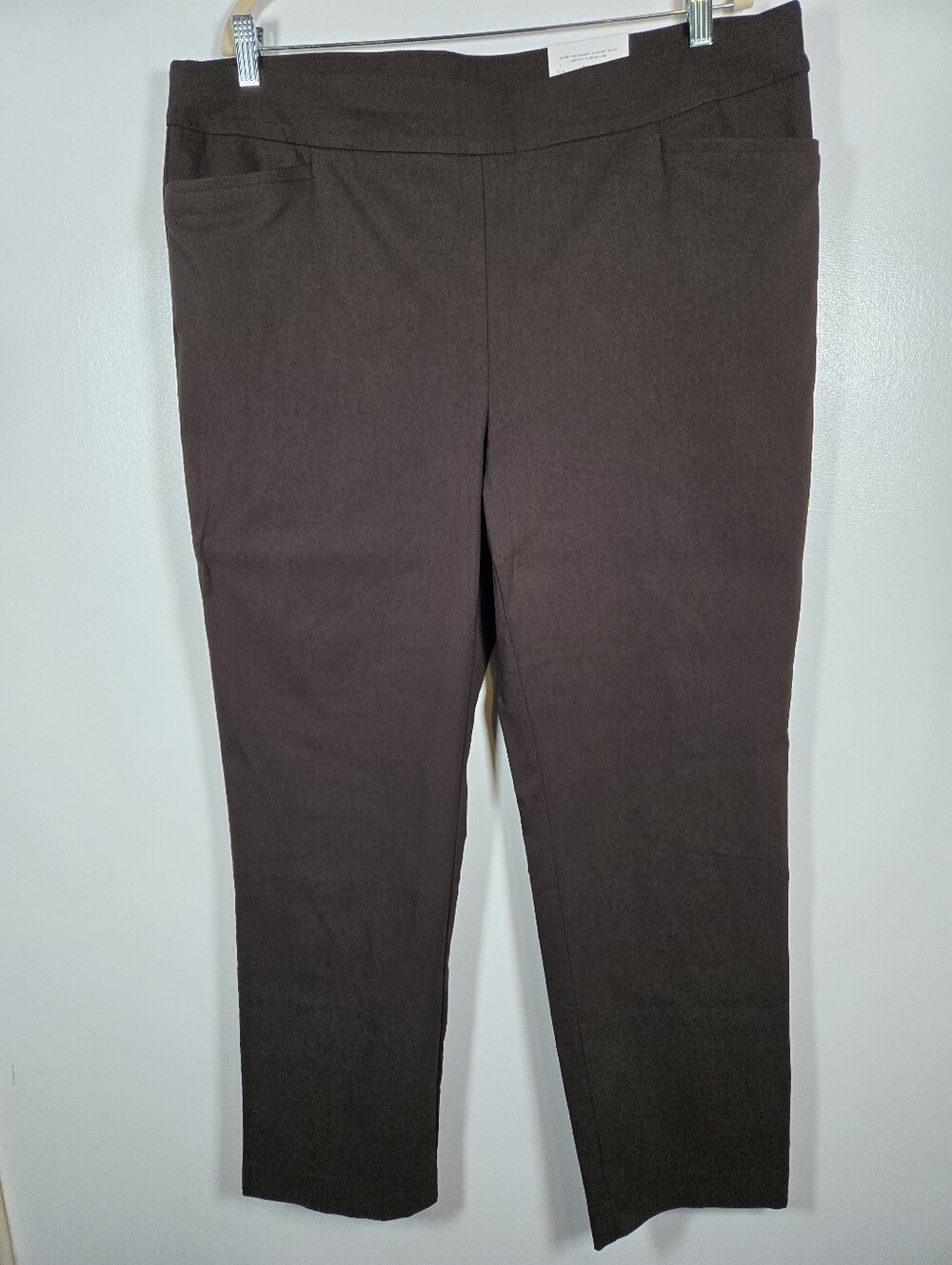 NEW Chico's So Slimming Brigitte Slim Leg Brown Pull On Trouser Pants Plus 18R